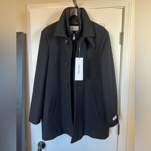 Men’s wool topcoat with zip faux vest